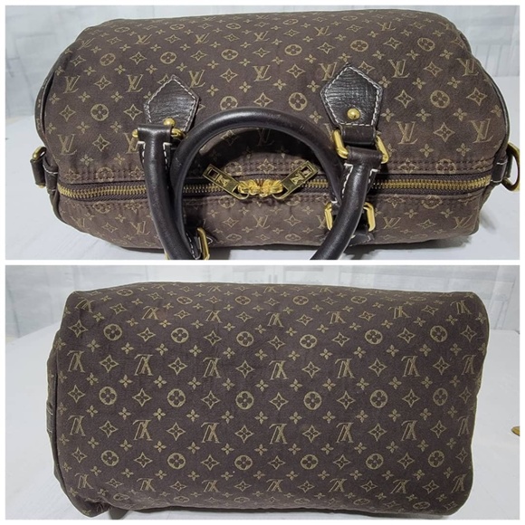 SOLD***Authentic Louis Vuitton Monogram Canvas Mini Lin Speedy 30 Bag Brown - Picture 10 of 12